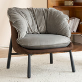 HAOYYE Velvet Accent Barrel Chair with Metal Legs, Modern Comfortable Armchair for Living Room Bedroom Study and Home Office, Stylish Upholstered Reading Chair, Soft Gray Finish